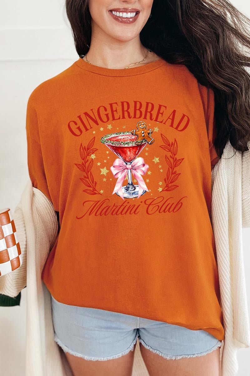 5000-E3216 Gingerbread Martini Club Graphic Heavy Cotton Tee $9