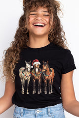 US3001Y-E3182Z Christmas Horses Kids Graphic Tee $11