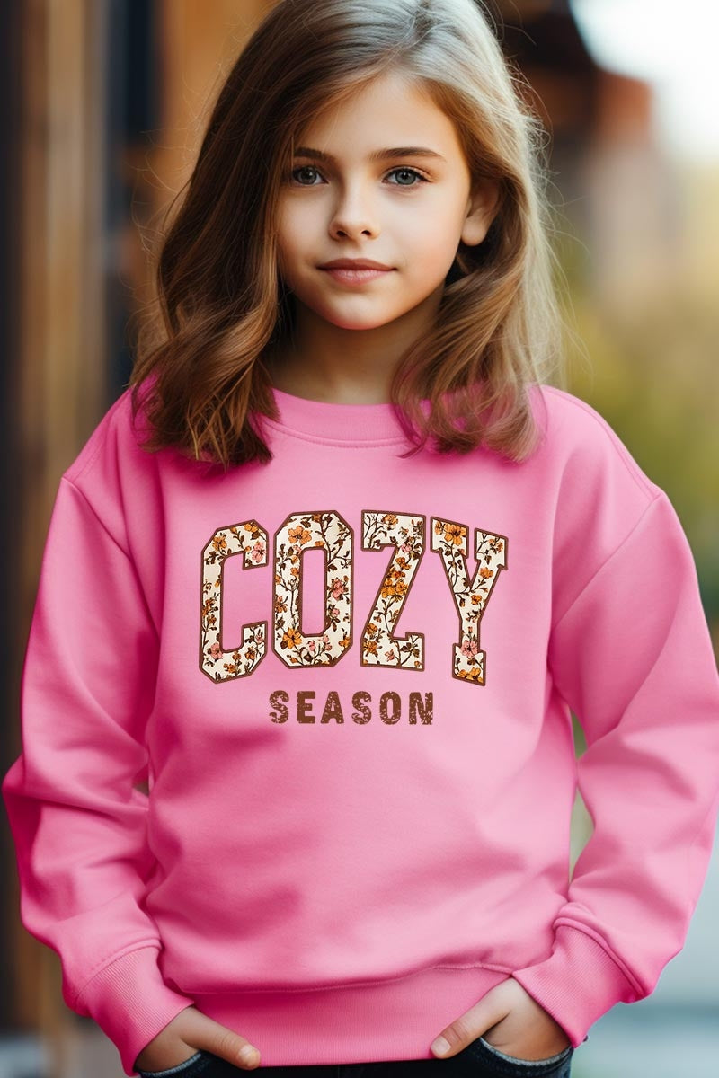 UL180B-E3082Z Cozy Season Kids Graphic Sweatshirt $20