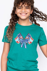 US3001Y-E3482Z Patriotic Bow Flags Kids Graphic Tee $11