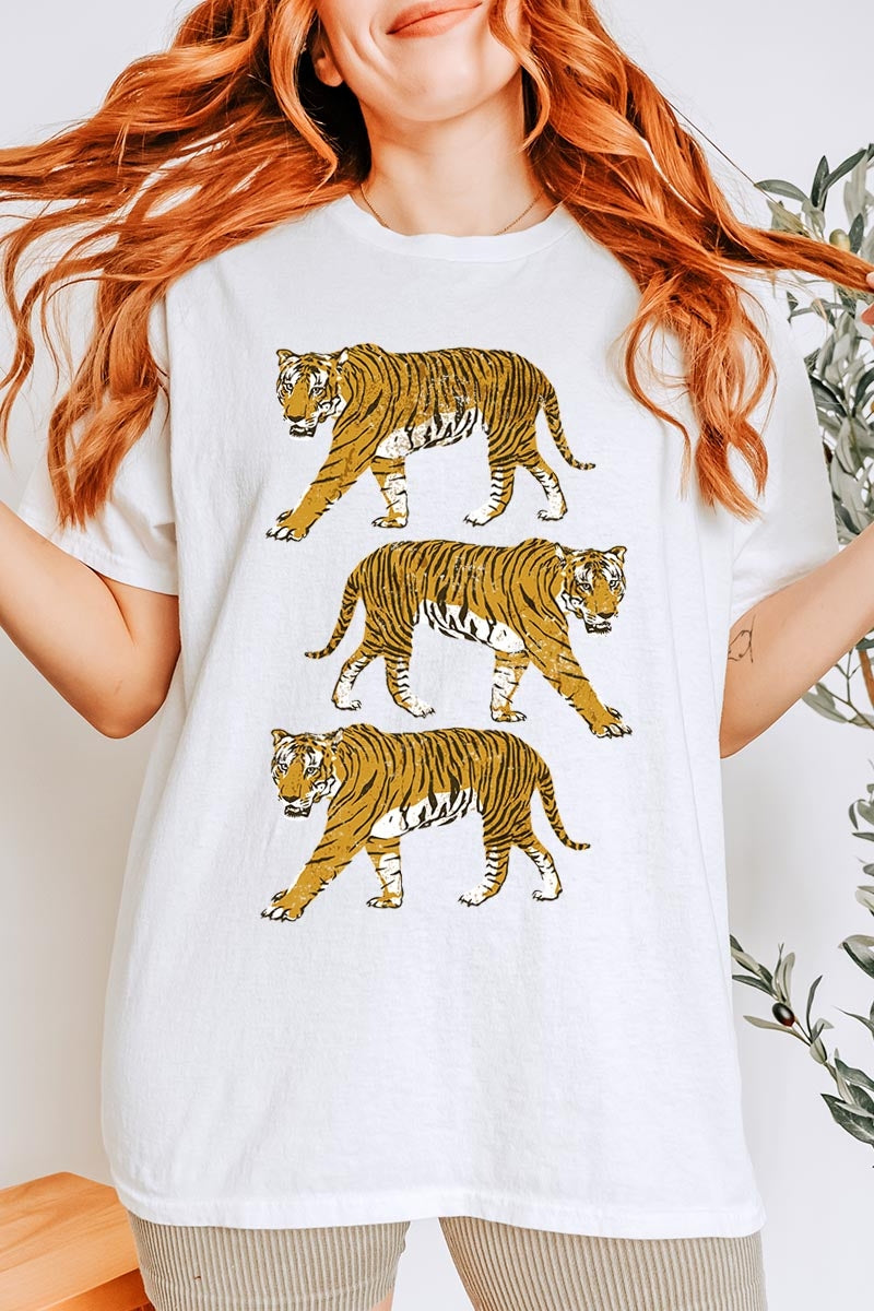 5000-E3104 Retro Tigers Graphic Heavy Cotton Tee $9
