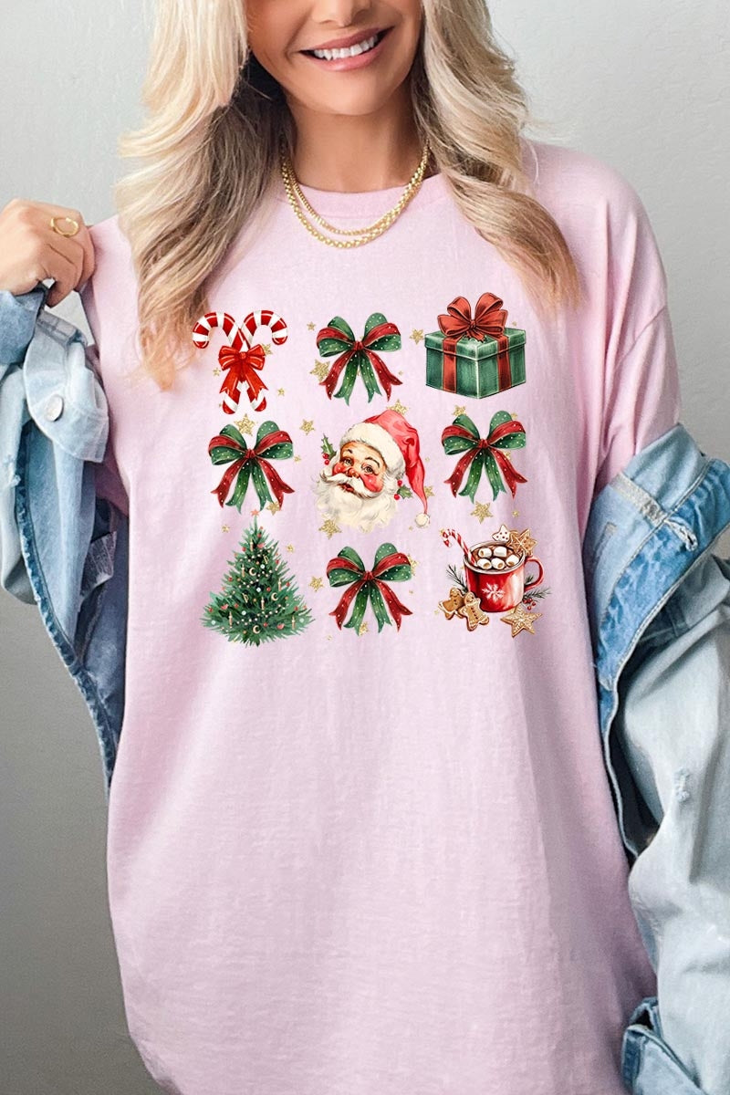 5000-E3217 Santa Gifts & Bows Christmas Graphic Heavy Cotton Tee $9