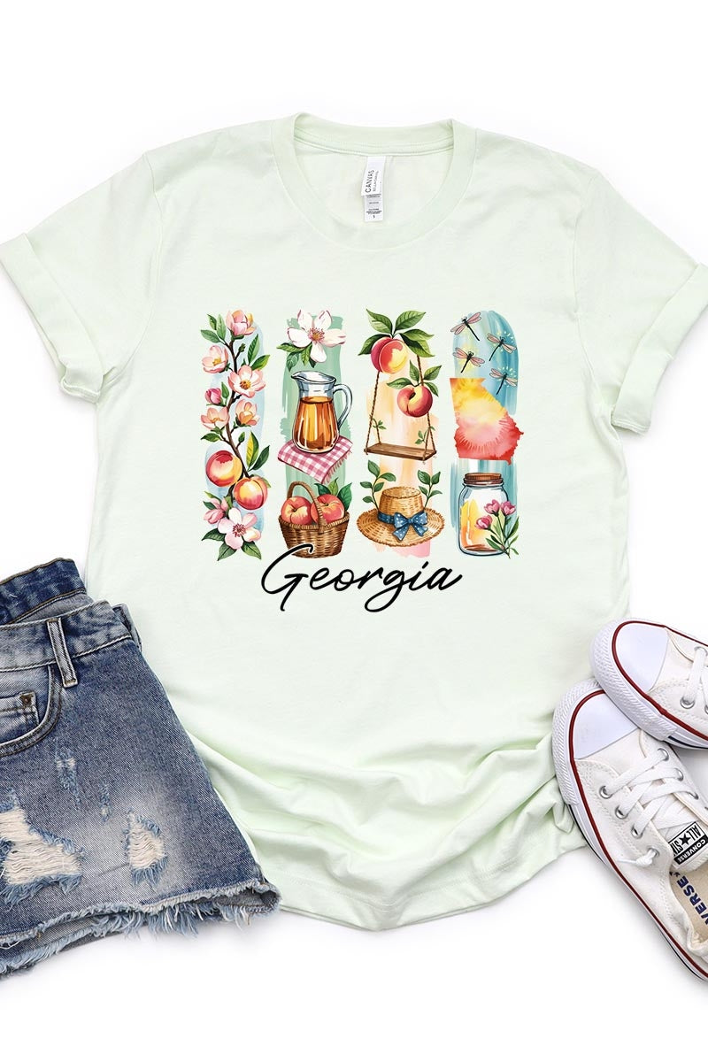 US3001P-E3061GA Georgia State Brushstroke Graphic Plus Tee $16