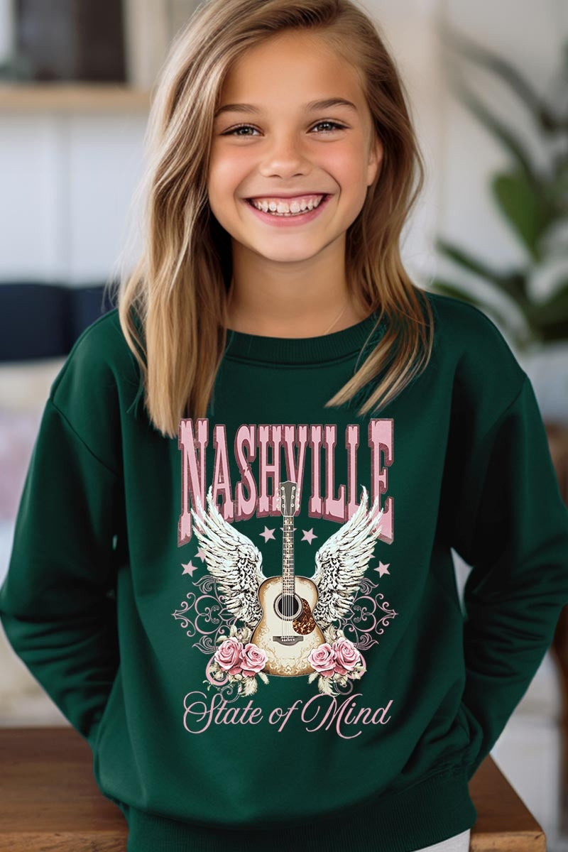 UL180B-E3157Z Nashville Rose Kids Graphic Sweatshirt $20