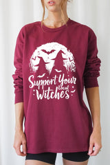 UL240-E3161 Local Witches Halloween Graphic Long Sleeve Tee $13.75
