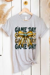 US3001-E3090 Yellow Football Game Day Bow Graphic Tee $12.5