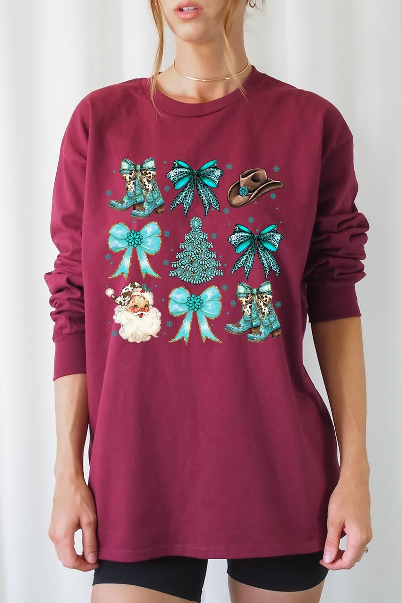 UL240P-E3180 Western Christmas Graphic Plus Long Sleeve Tee $17