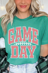 US3001P-E3126 Red Gingham Game Day Graphic Plus Tee $16
