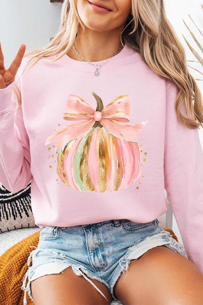 UL180P-E3083 Brushstroke Pumpkin Graphic Plus Sweatshirt $25