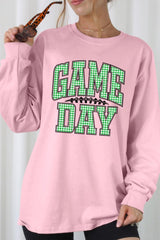 UL240-E3128 Green Gingham Game Day Graphic Long Sleeve Tee $13.75
