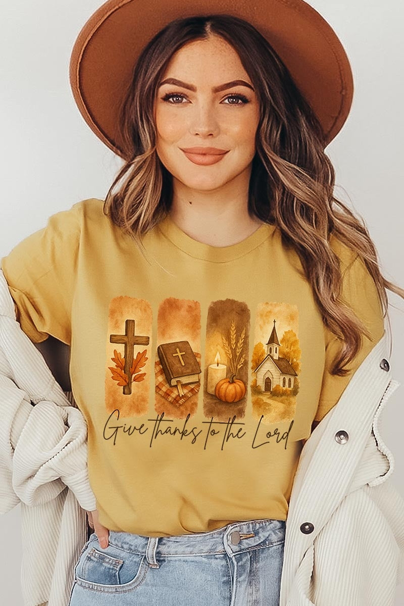 US3001P-E3169 Give Thanks To The Lord Graphic Plus Tee $16
