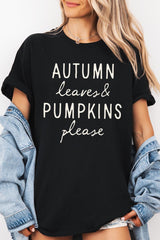 5000P-E3158 Autumn Leaves Pumpkins Graphic Plus Heavy Cotton Tee $12.75