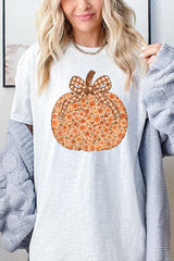 5000P-E3135 Floral Fall Pumpkin Graphic Plus Heavy Cotton Tee $12.75