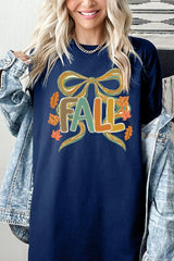 5000P-E3121 Fall Brushstroke Bow Graphic Plus Heavy Cotton Tee $12.75