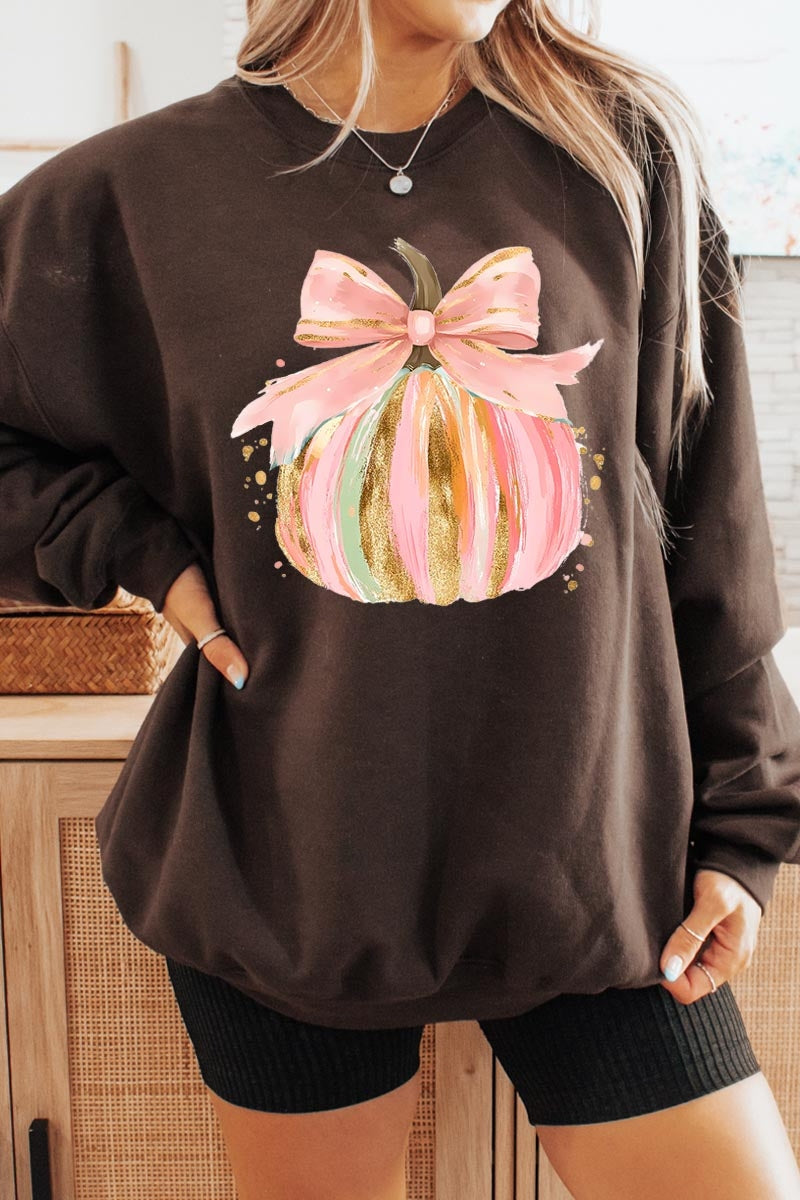 UL180-E3083 Brushstroke Pumpkin Graphic Sweatshirt $20