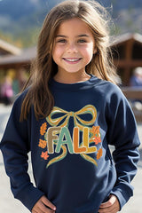 UL180B-E3121Z Fall Brushstroke Bow Kids Graphic Sweatshirt $20