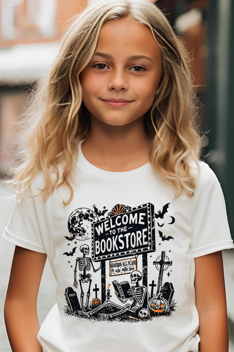 US3001Y-E3122Z Bookstore Halloween Kids Graphic Tee $11