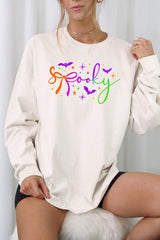 UL240-E3109 Spooky Halloween Graphic Long Sleeve Tee $13.75
