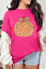 5000-E3135 Floral Fall Pumpkin Graphic Heavy Cotton Tee $9