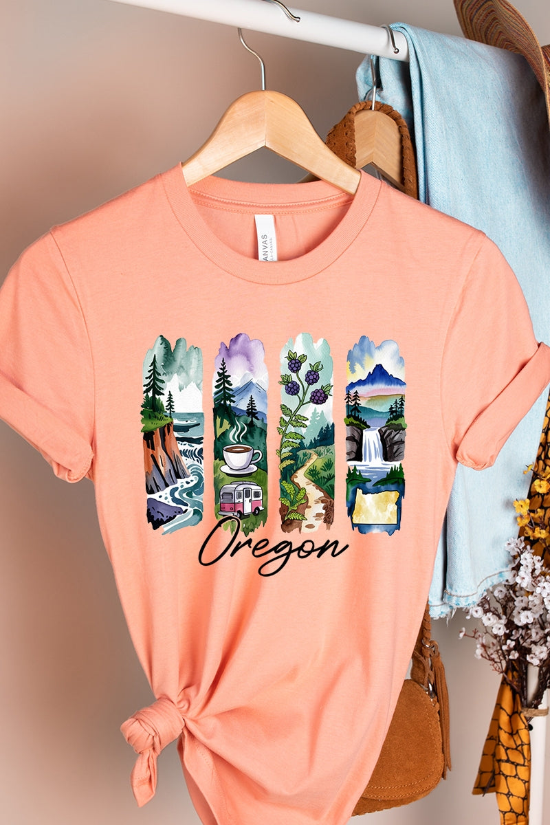US3001-E3061OR Oregon State Brushstroke Graphic Tee $12.5