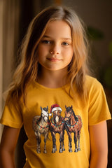 US3001Y-E3182Z Christmas Horses Kids Graphic Tee $11