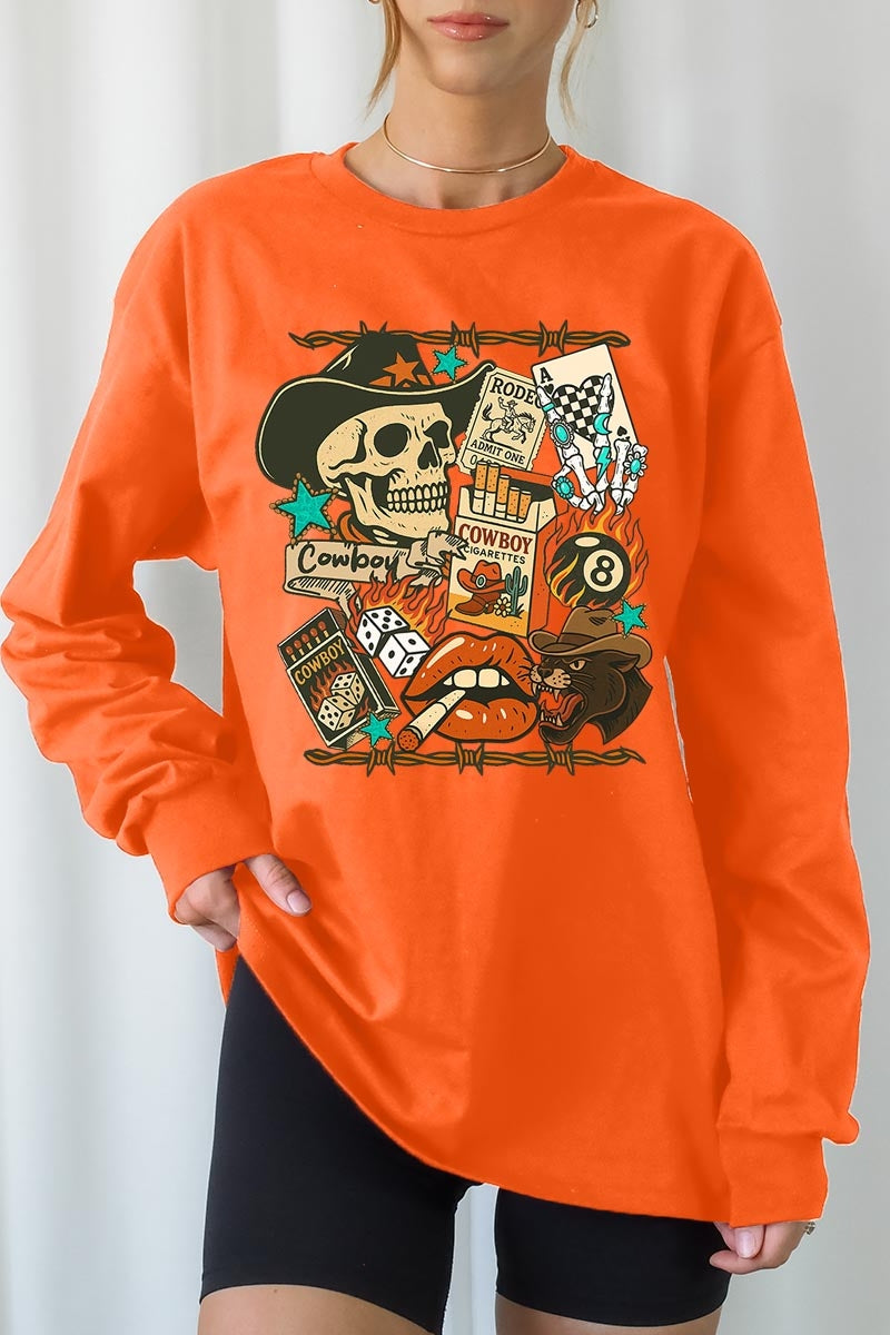 UL240P-E3096 Vintage Western Collage Plus Long Sleeve Tee $17