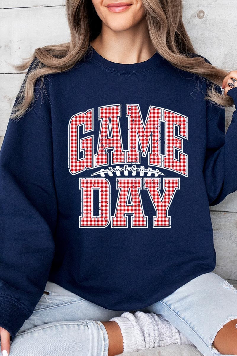 UL180-E3126 Red Gingham Game Day Graphic Sweatshirt $20