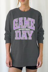UL240P-E3127 Purple Gingham Game Day Plus Long Sleeve Tee $17