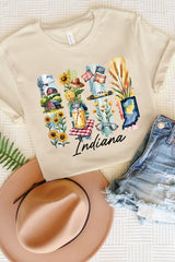 US3001P-E3061IN Indiana State Brushstroke Graphic Plus Tee $16