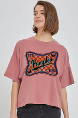 CTS-E3144 Itu2019s pumpkin time Graphic Relaxed Crop Top $11