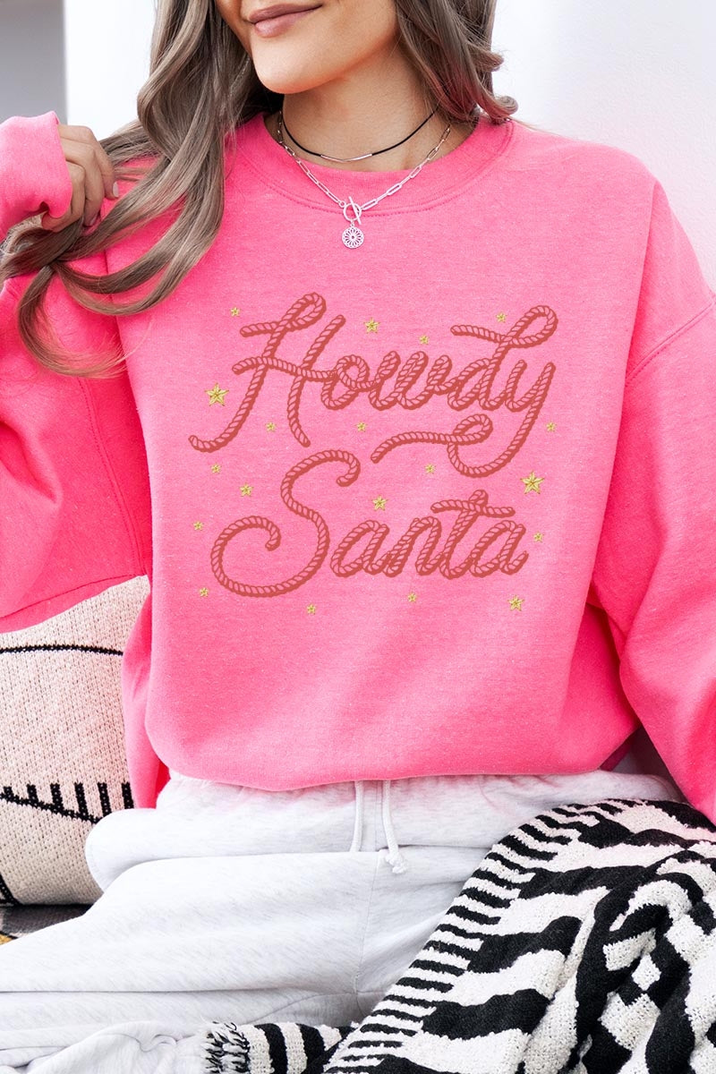 UL180P-E3199 Howdy Santa Graphic Plus Sweatshirt $25