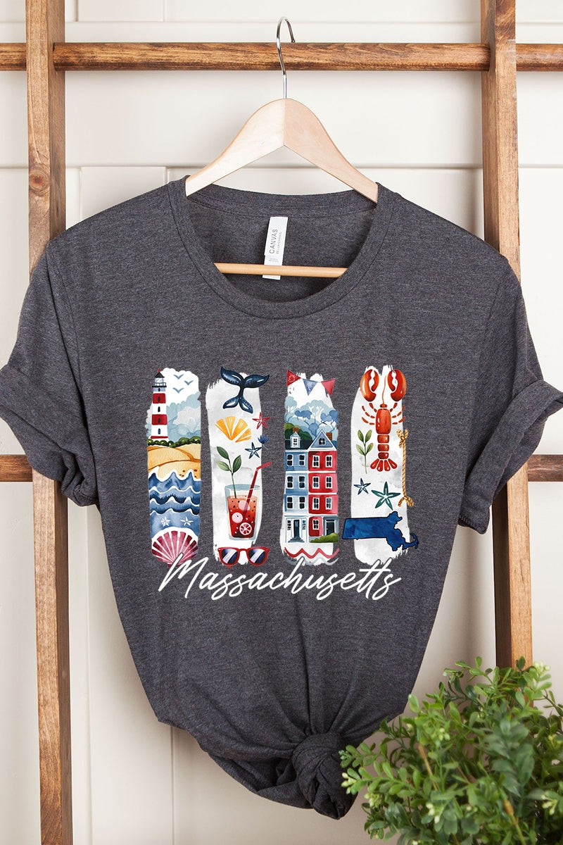 US3001P-E3061MA Massachusetts State Brushstroke Graphic Plus Tee $16