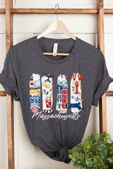 US3001-E3061MA Massachusetts State Brushstroke Graphic Tee $12.5