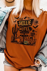 US3001-E3108 Skellie Motel Halloween Graphic Tee $12.5