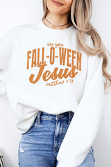 UL180P-E3143 Are You Fall O Ween Jesus Graphic Plus Sweatshirt $25