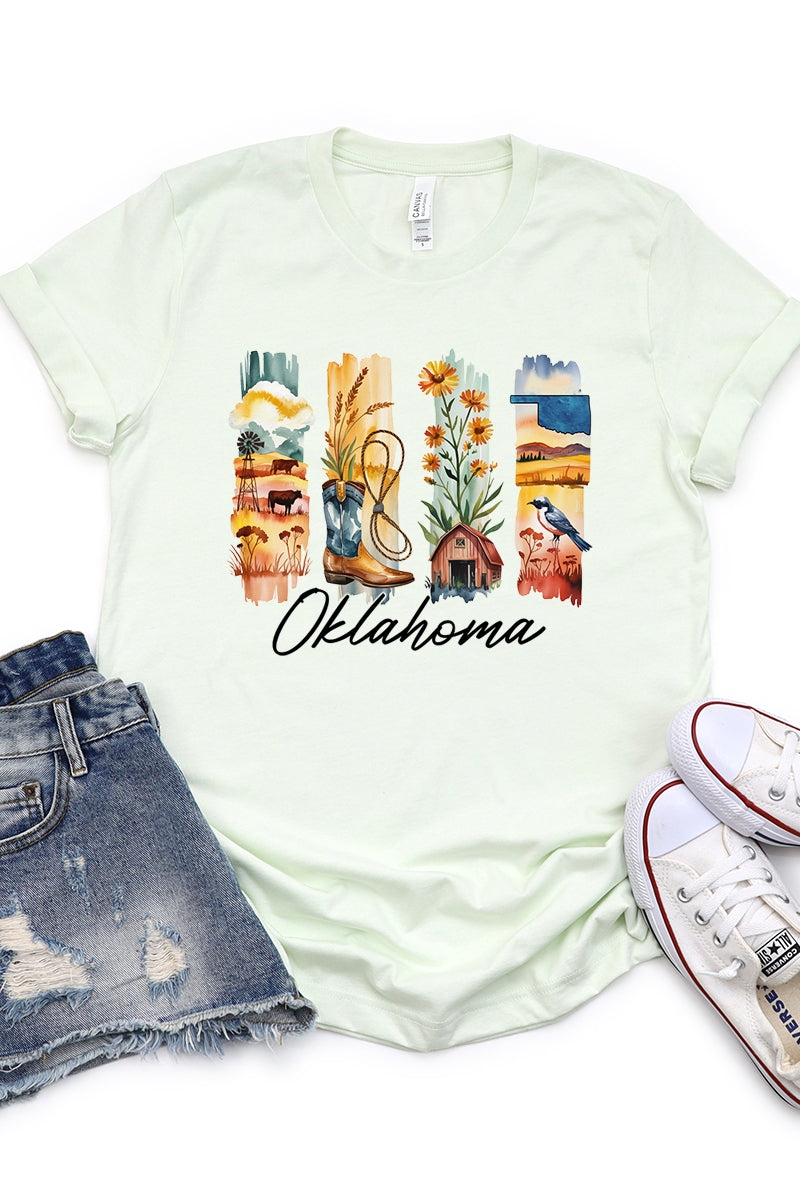 US3001P-E3061OK Oklahoma State Brushstroke Graphic Plus Tee $16