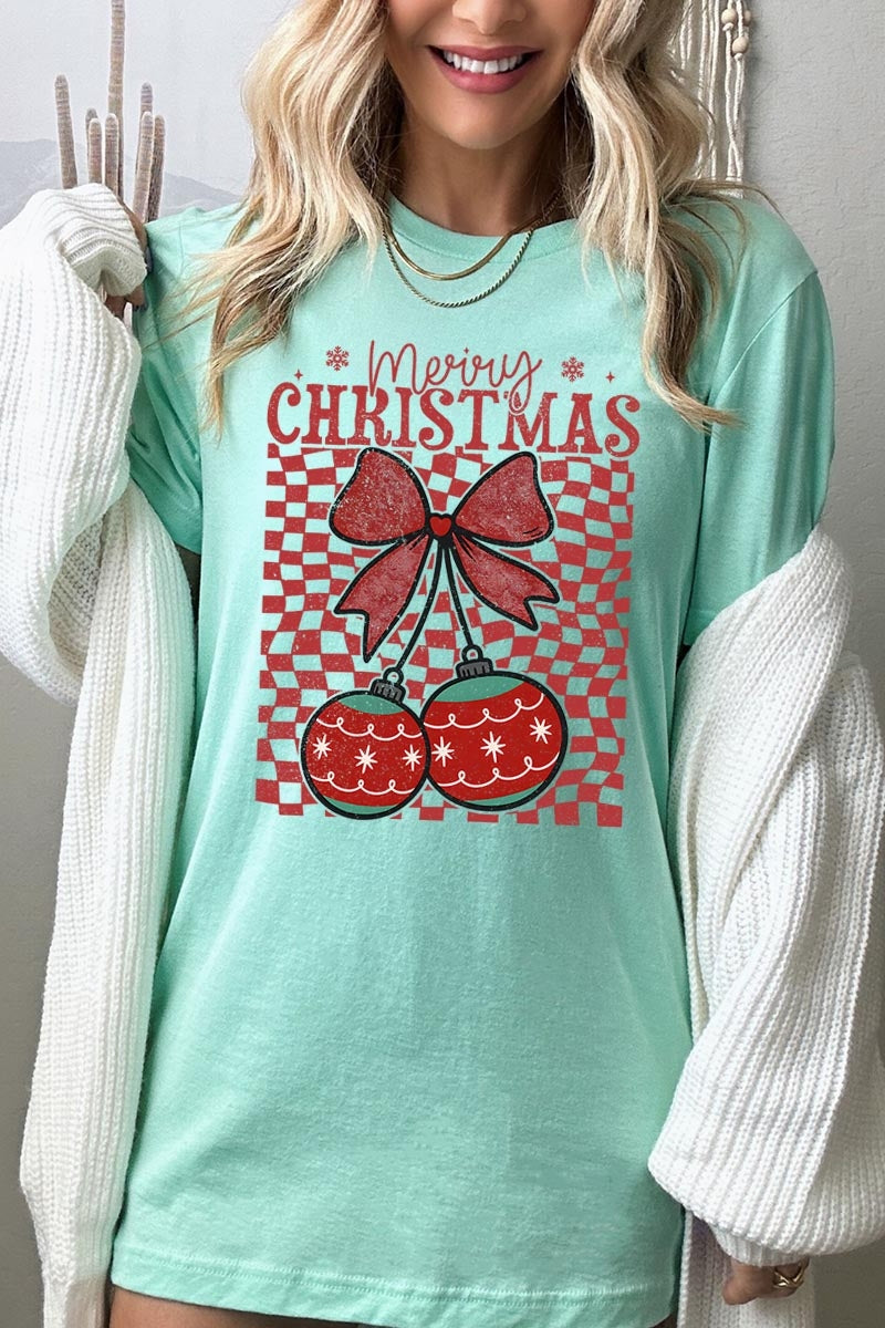 US3001-E3196 Cherry Ornament Christmas Graphic Tee $12.5