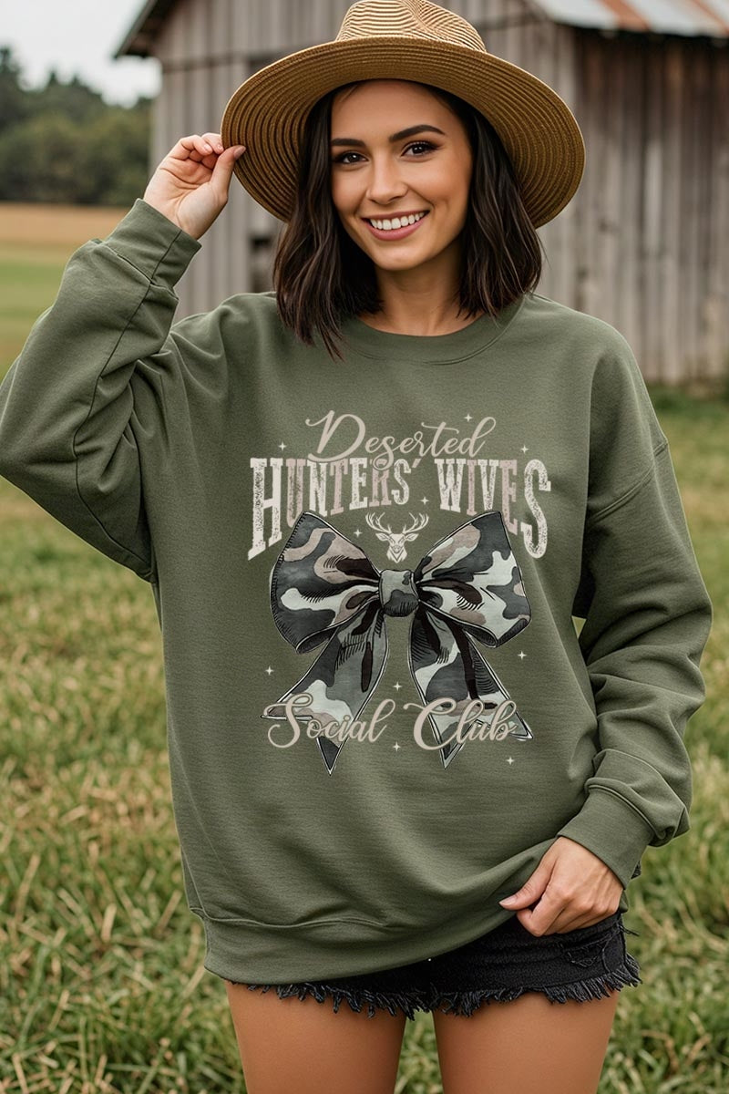 UL180P-E3193 Huntersu2019 Wives Social Club Graphic Plus Sweatshirt $25