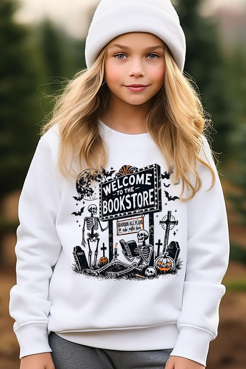 UL180B-E3122Z Bookstore Halloween Kids Graphic Sweatshirt $20
