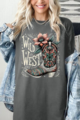 5000-E3100 Wild West Cowgirl Boot Graphic Heavy Cotton Tee $9