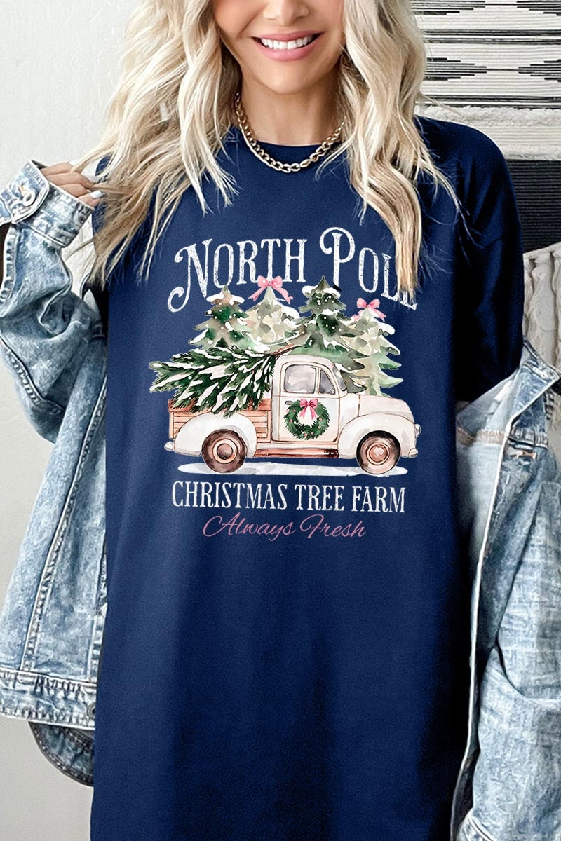 5000-E3174 North Pole Christmas Graphic Heavy Cotton Tee $9