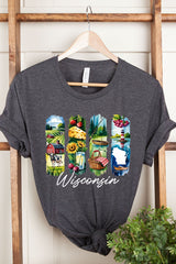 US3001-E3061WI Wisconsin State Brushstroke Graphic Tee $12.5