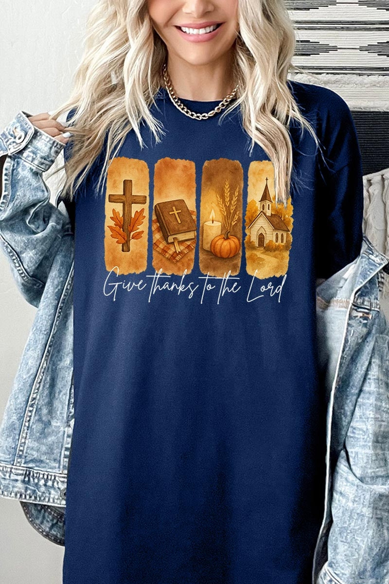5000P-E3169 Give Thanks To The Lord Graphic Plus Heavy Cotton Tee $12.75