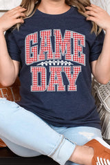 US3001P-E3126 Red Gingham Game Day Graphic Plus Tee $16