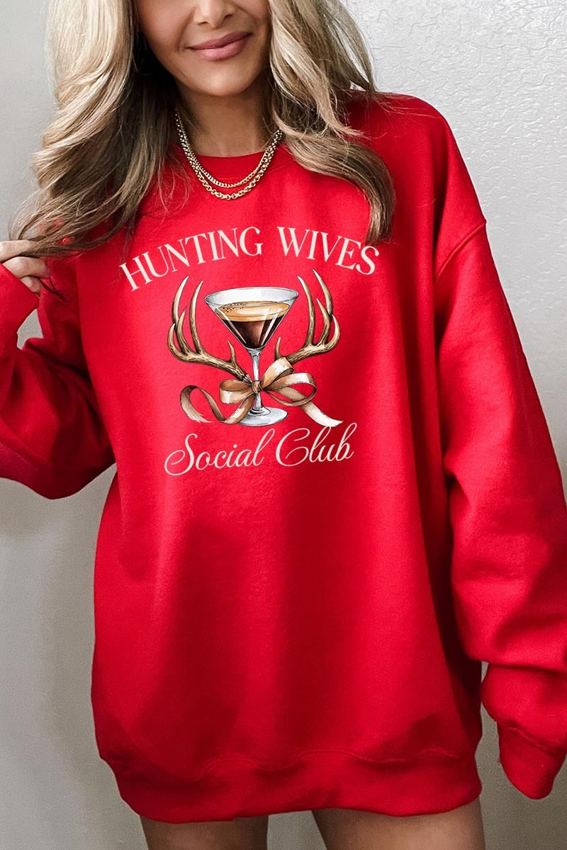 UL180P-E3191 Hunting Wives Social Club Graphic Plus Sweatshirt $25
