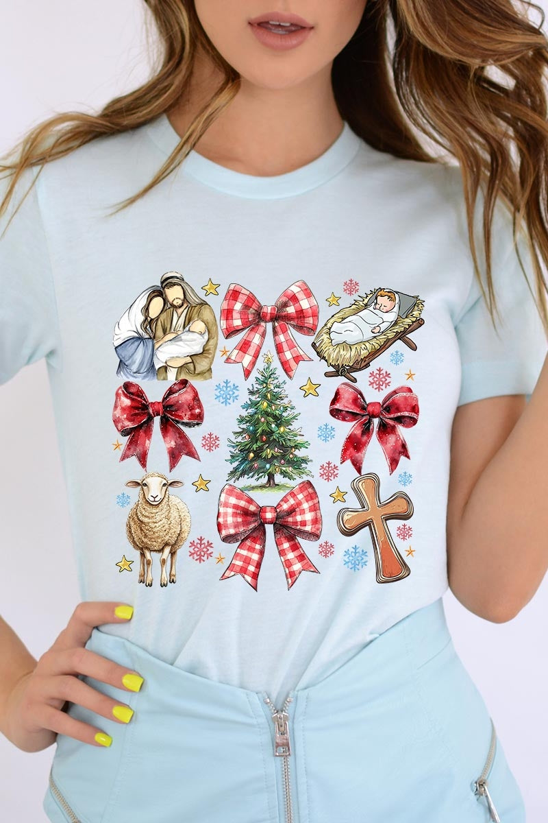 US3001P-E3219 Nativity Scene Christmas Graphic Plus Tee $16