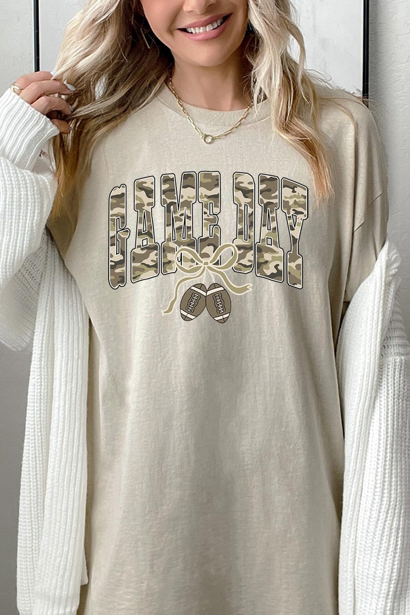 5000-E3131 Football Game Day Camo Graphic Heavy Cotton Tee $9
