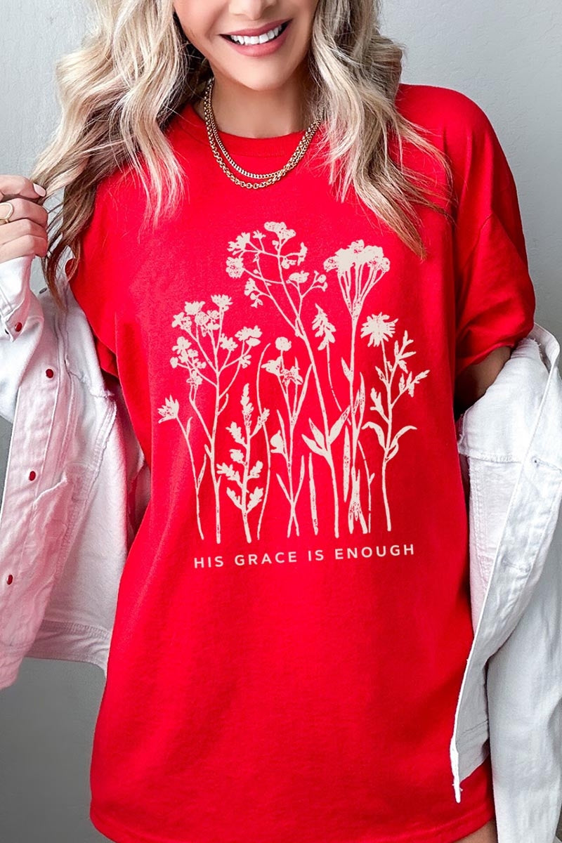 5000-E3146 Christian Wildflower Graphic Heavy Cotton Tee $9
