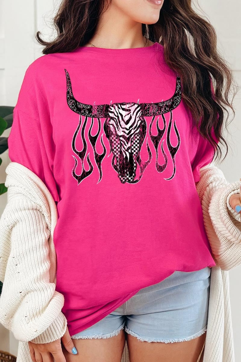5000P-E3176 Western Bullskull Graphic Plus Heavy Cotton Tee $12.75