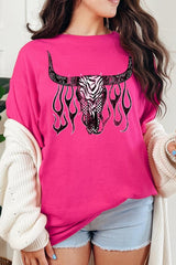 5000-E3176 Western Bullskull Graphic Heavy Cotton Tee $9